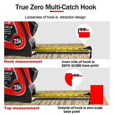 WISEUP Magnetic Tape Measure 25 Ft with Fractions 1/8 and Metric