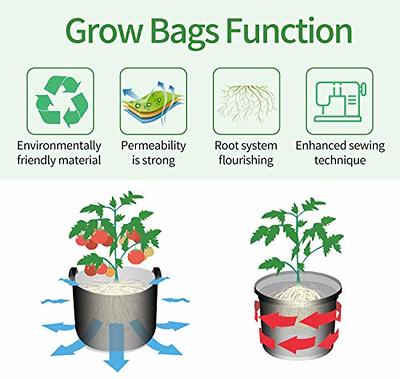 iGarden Grow Bags Tall, 10 Gallon Grow Pots 6 Pack with Handles