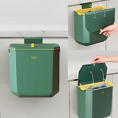 Tiyafuro 2.4 Gallon Kitchen Compost Bin for Counter Top or Under Sink,  Hanging Small Trash Can with Lid for  Cupboard/Bathroom/Bedroom/Office/Camping