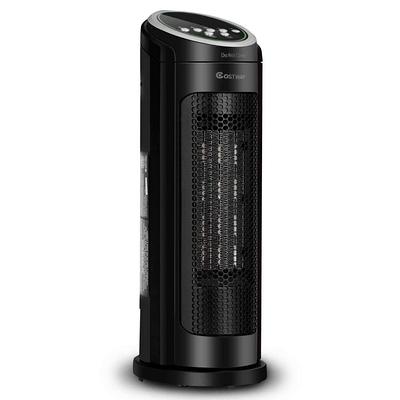 Vie Air 1500W Portable 2-Settings Office Black Ceramic Heater with Adjustable Thermostat