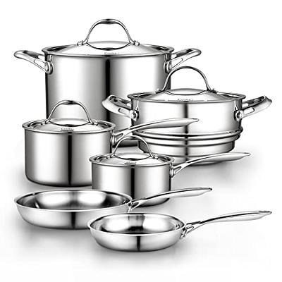 Emeril Lagasse 10piece-set, Silver  Cookware set stainless steel, Cookware  set, Stainless steel cookware