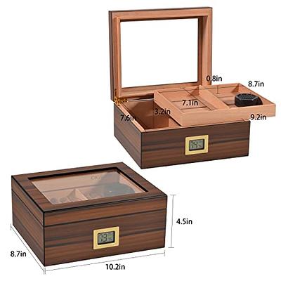 TISFA Cigar Humidor, Leather Cedar Wood Cigar Case with Cigar Lighter, V  Cut Cigar Cutter, Cigar Holder 3 in 1, Portable Travel Cigar Humidor Box  with