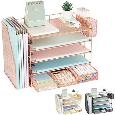 Office Desk Organizers and Accessories 2 Sliding Drawer Storage, 3 Letter  Tray and 3 Upright Section, Multifunction Bamboo Wooden Desktop Organizer  Supplies for Office, School, Home - Yahoo Shopping