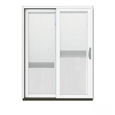 72 in. x 80 in. W-5500 White Clad Wood Right-Hand 15 Lite French Patio Door  w/Unfinished Interior