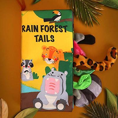  Zocita Baby Soft Animal Tails Activity Cloth Book with Crinkle  Fabric, Jungly Tails : Baby