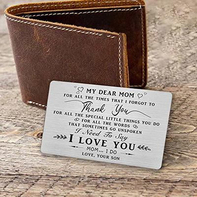 Mother Gift from Daughter Son Engraved Wallet Card for Mom