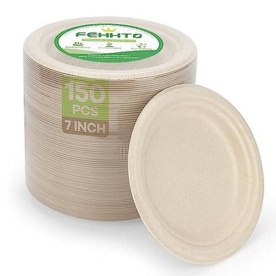 JOLLY CHEF 9 inch Compostable Paper Plates, Eco-Friendly