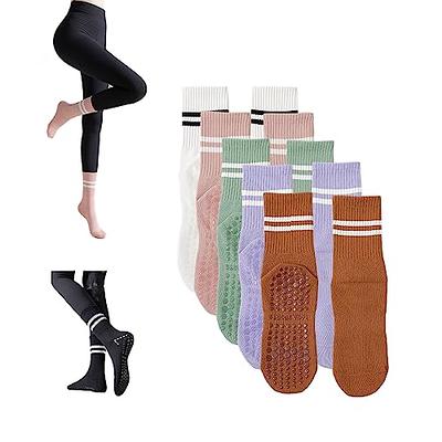 Pilates Yoga Non Slip Skid Socks - 4 Pack Ballet Barre Sticky Grippers  Socks for Women