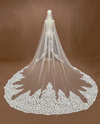 Bmirth 1 Layer Bridal Wedding Veil Cathedral Long Length Lace