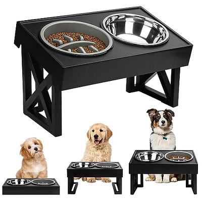 Dog Raised Bowls with 6 Adjustable Heights Stainless Steel Elevated Dog  Bowls Foldable Double Bowl Dog Feeder for Small Medium Large Size Dog