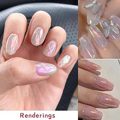 7 Colors White Pearl Chrome Nail Powder Aurora Metallic Nail Powder  Holographic Mirror Effect Chrome Powder Iridescent Shell Powder Glitter  Nail Art Pigment Manicure Powder for Nails (White Pearl)