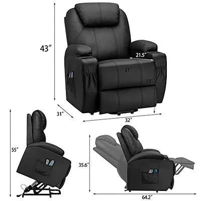 Electric Lift Recliners for Elderly, Black PU Leather Lift