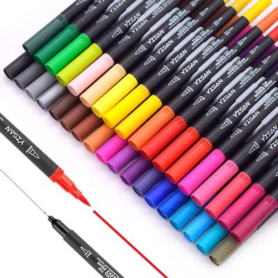 100 Colors Duo Tip Brush Markers Pens, ZSCM Colored Pens Watercolor Art Markers Fineliner Calligraphy Pens, for Adults Coloring Books, Christmas