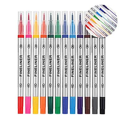 Dual Tip Brush Marker Pens, Tanmit 0.4 Fine