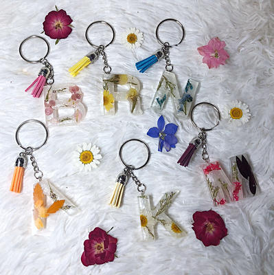 Resin Letter Keychains Initials Epoxy Keychains 