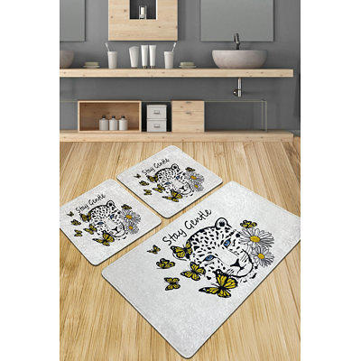 Sussexhome Solid Gray Bathroom Rugs Sets, Shower Rugs with Toilet Rugs U Shaped, Non Slip Bath Mats, Machine Washable Bath Mat