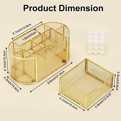 AUPSEN Desk Organizer Mesh Office Supplies Desk Accessories Features 5 Compartments + 1 Mini Sliding Drawer(Black)