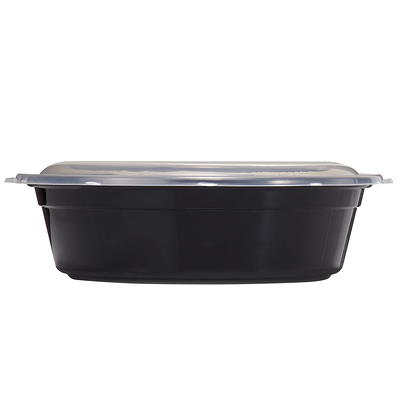 Mainstays 28 oz 2-Compartment Rectangular Black Container with Clear Lid,  50 Pack - Re-usable Microwave, Freezer and Dishwasher Safe, BPA Free Food