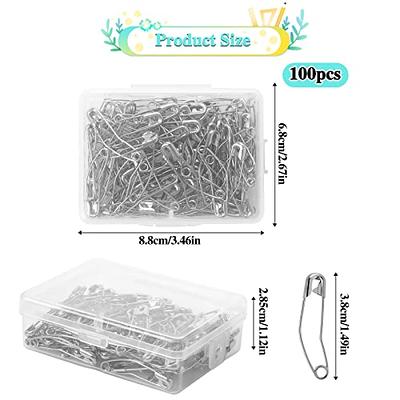Curved Safety Pin 100 Count,1.5 inch (38mm Safety Pin for Sewing Size 2