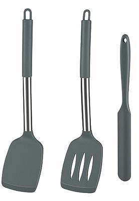 3 Pack Silicone Spatulas, Solid & Slotted Turner Spatula Set for