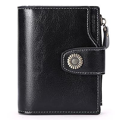 FUNTOR Small Wallets for Women, Ladies Small Compact Bifold Pocket RFID  Blocking Genuine Leather Wallet for Women