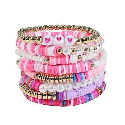 PinkSheep Valentine's Day Gift Bracelets for Girls, 18pc Colorful  Friendship Bracelet for Teen Girl Little Girl, Beaded Stretch Charm  Bracelet Set