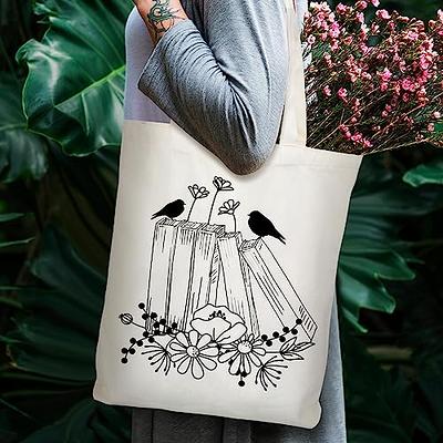 Sweetude 12 Pcs Canvas Tote Bags Bulk Reusable Flower Book Themed