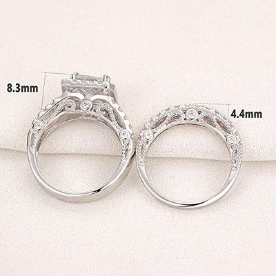 Wuziwen 4Ct Engagement Rings for Women Sterling Silver Cubic