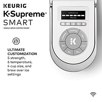 Keurig K-Supreme SMART Single-Serve Coffee Maker with WiFi Compatibility, 4  Brew Sizes, and 66oz Removable Reservoir - White