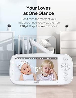 5''HD Baby Monitor with 2 Cameras Pan-Tilt 4X Zoom 2-way Audio