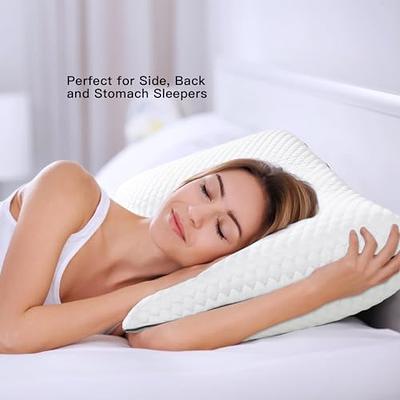 Cooling Bed Pillows for Sleeping 2 Pack Shredded Memory Foam Adjustable  Cool BAMBOO Pillow for Side Back Stomach Sleepers -Luxury Gel Queen Size  Set