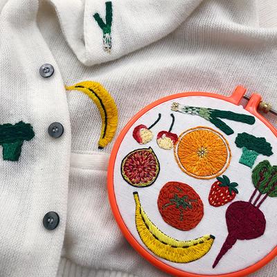 Fruit & Veggie Embroidery Patterns Water Soluble Visible Mending