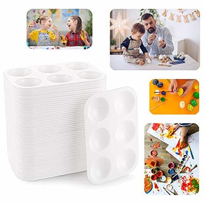 50 Pack White Art Paint Tray Palette 6 Wells Rectangular Plastic Paint  Palettes for Kids Student Watercolor Craft DIY Painting