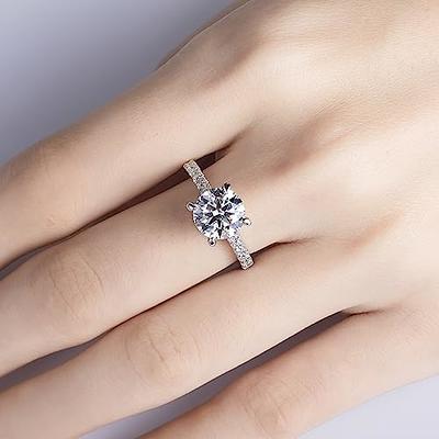 Classic Solid S925 Silver Moissanite Engagement Ring Women Wedding Fine  Jewelry