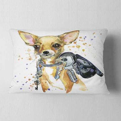 Corgi Dog Original Art Decorative Pillow, Abstract Throw Pillow