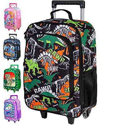 Kids Luggage for Boys, Cute Dinosaur Rolling Wheels Suitcase for