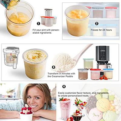 Ice Cream Pint Container with Silicone Lid Replacement for Ninja Creami,  Compatible with NC301 NC300 NC299AMZ Ice Cream Maker