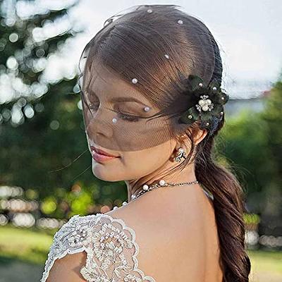 KALLORY 2pcs Bridal Veil Wedding Veils Short Length Bride Headdress Short  Wedding Veil Bridal Wedding Veil Wedding Hair Accessories Wedding Veils for