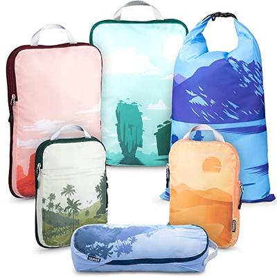 6 Pcs Compression Packing Cubes for Travel Suitcases, Waterproof Luggage  Organizer Bags Set, Washable Packaging Cubes for Women Backpack Travel