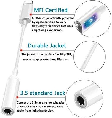 esbeecables iPhone Headphones Adapter, Apple MFi Certified 2 in 1 Lightning  to 3.5 mm Headphone Jack Adapter Dual Ports Dongle Charger Jack & Auxiliary  Audio Earphone Accessory for iPhone : : Electronics