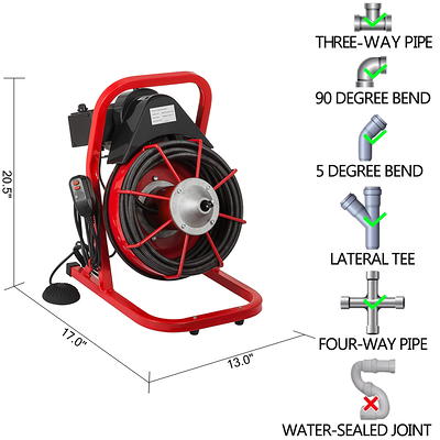 VEVOR Electric Drain Auger, 75' x 1/2, 370W Drain Cleaner Machine