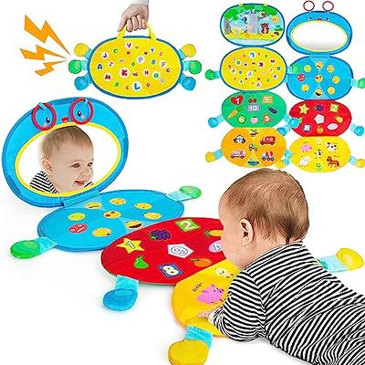 Baby Tummy Time Toys with Mirror, Books, Teethers - For 0-12 Months with  High Contrast, Montessori Crawling Toys for Boys & Girls