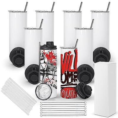 AGH 12 oz Sublimation Tumblers White Stainless Steel Straight Double Wall  Vacuum 6pcs Kids Sublimation Tumblers Blanks with Lids and Straws for DIY