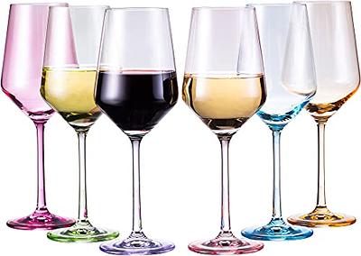 The Wine Savant Colored Stemless Crystal Wine Glass Set - Pastel