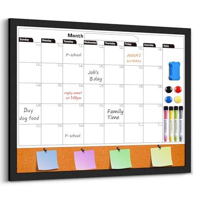  DOLLAR BOSS Chalkboard Calendar Corkboard Combo, 24 x 18  Magnetic Chalk Board for Wall Rustic Wooden Frame Monthly Calendar Planning  Menu Board for Office Home School Kitchen : Office Products