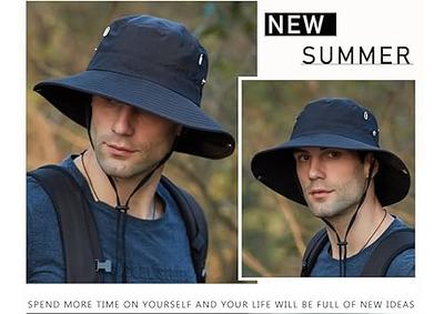 GRNUS Men's Sun Hat Wide Brim UPF 50+ Breathable Summer Boonie Hats  Waterproof Foldable Safari Cap for Hiking Fishing Outdoor (Navy) - Yahoo  Shopping