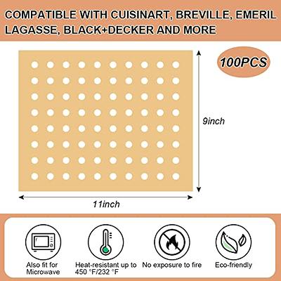 100 PCS Unbleached Parchment Paper, Perforated Square Liners for Cuisinart,  Breville, Black and Decker Air Fryer, Toaster Ovens, 11 x 9 inch