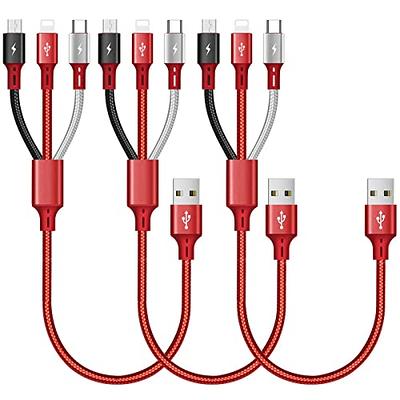 Multi Charging Cable, 4ft 2Pack Multi Phone Charger Cable Braided Universal  3 in 1 Charging Cord Extra Long Multiple USB Cable with USB C, Micro USB