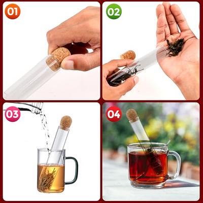 2 Pcs Clear Glass Tea Infuser for Loose Leaf Tea - Reusable Loose Leaf tea  steeper with Cork, Tea Strainers for Loose Tea Single Cup, All Types of