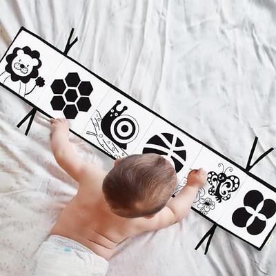 Black and White High Contrast Baby Toys 0-6 6-12 Months Soft Book for  Newborn Brain Development Tummy Time Toys Infant Sensory Crinkle Toys 0-3  3-6